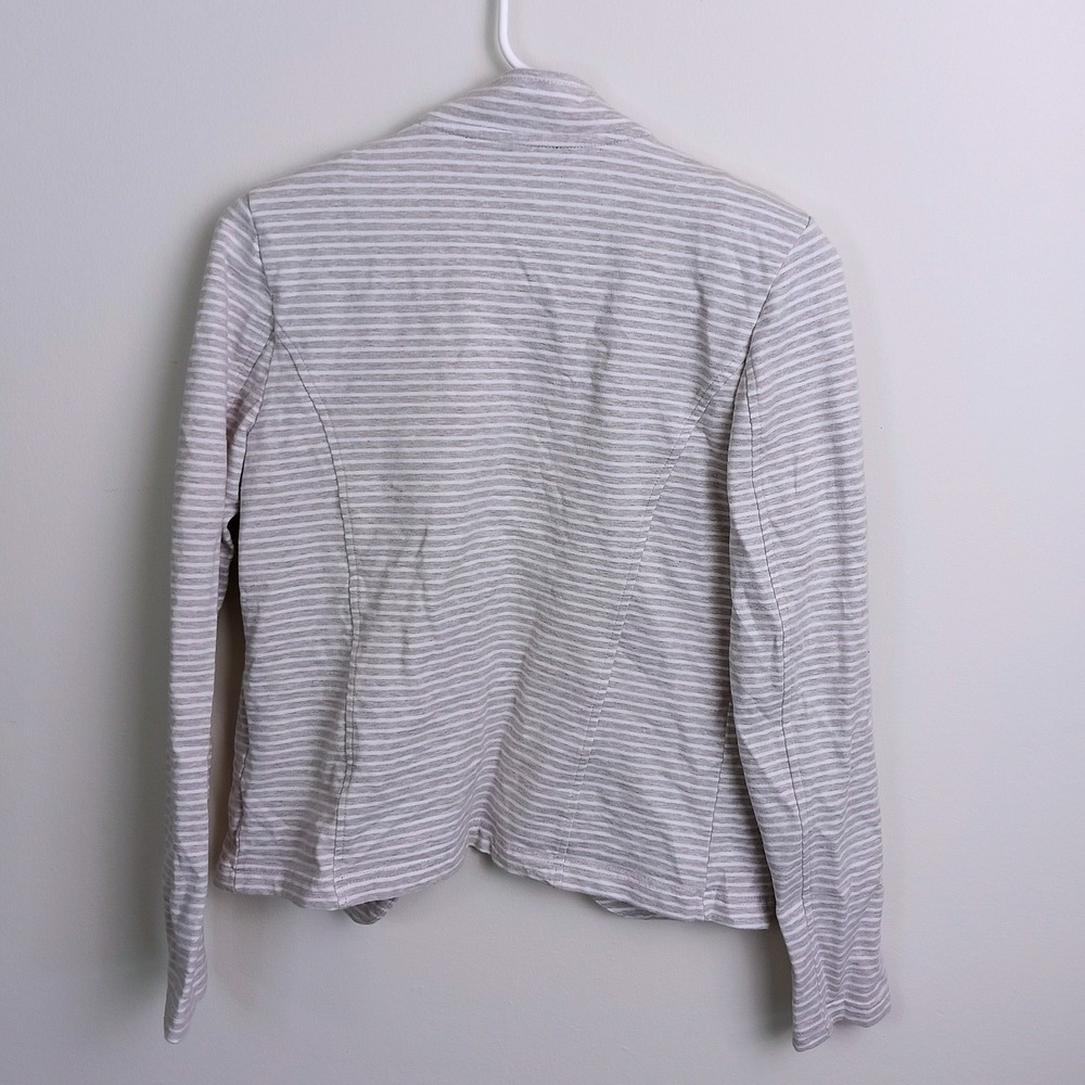 Tommy Hilfiger Military Blazer Women Small Gray White Excellent Striped Knit - Picture 2 of 6